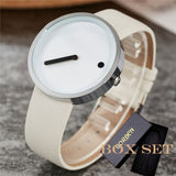 Unique Gift Cool Minimalist Style Wristwatch Stainless Steel Creative Design Dot And Line Simple Leather Quartz Fashion Watches
