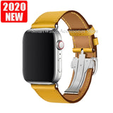 Genuine Leather Watch Band Strap for Apple Watch Band 6 5 4 3 2 1 SE Leather Wristband for Apple Watch 44mm 40mm 42mm 38mm Belt