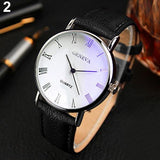 Minimalist Men Roman Numerals Blu-Ray Faux Leather Band Quartz Analog Business Wrist Watch Men's Luxury Ultra Thin Watches
