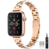 Women Stainless Steel Band for Apple Watch 6 SE 40mm 44mm Slim Metal Link Bracelet Strap for iWatch Series 5/4/3/2 38mm 42mm