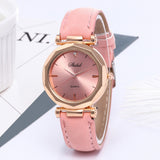 Fashion Women'S Pink Watch Leather Strap Small Quartz Watches Simple Design Wristwatch Relogio Feminino Montre Femme