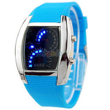 HOT SALE RPM Turbo Blue Flash LED Mens Sports Car Meter Dial Watch Full Black Stainless Steel Rectangle Man Clock Air Meter Hour