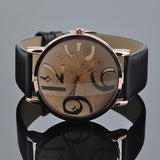 Unisex Fashion Big Arabic Numerals Analog Faux Leather Band Quartz Wrist Watch