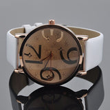 Unisex Fashion Big Arabic Numerals Analog Faux Leather Band Quartz Wrist Watch